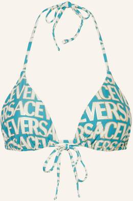 Versace Triangel-Bikini-Top mit Glitzergarn blau